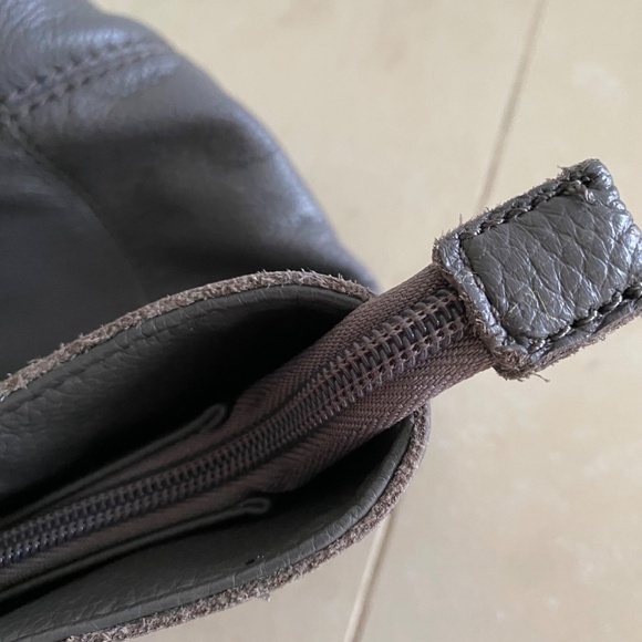 THE SAK De Young Pebbled Slate Gray Leather Hobo Tote Supple Shoulder Bag - Picture 8 of 10